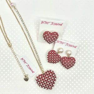 Betsey Johnson ‘XOXO’ Red/Pink Heart & Cupid Jewelry Set  NWT!